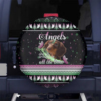Christmas Dachshund Angel Dog Spare Tire Cover Pink Green Tree Feather Pattern Design - Wonder Print Shop