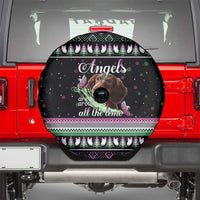 Christmas Dachshund Angel Dog Spare Tire Cover Pink Green Tree Feather Pattern Design - Wonder Print Shop