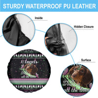Christmas Dachshund Angel Dog Spare Tire Cover Pink Green Tree Feather Pattern Design - Wonder Print Shop