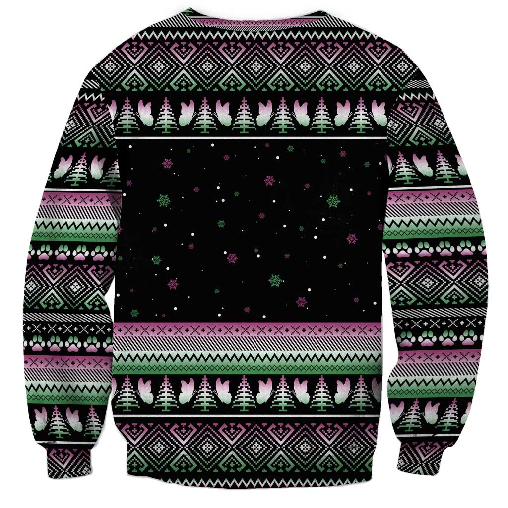 Christmas Dachshund Angel Dog Sweatshirt Pink Green Tree Feather Pattern Design - Wonder Print Shop