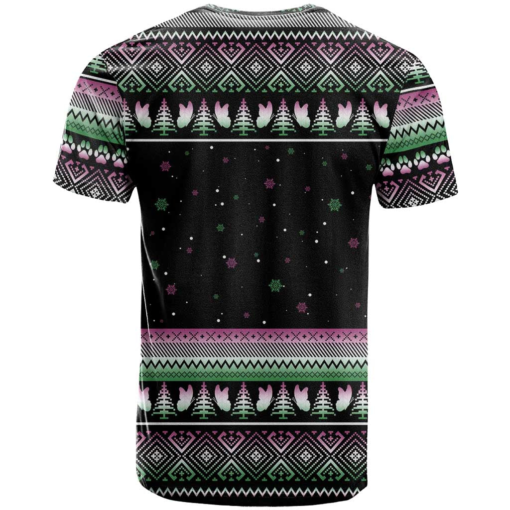 Christmas Dachshund Angel Dog T Shirt Pink Green Tree Feather Pattern Design - Wonder Print Shop