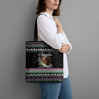 Christmas Dachshund Angel Dog Tote Bag Pink Green Tree Feather Pattern Design - Wonder Print Shop