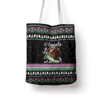Christmas Dachshund Angel Dog Tote Bag Pink Green Tree Feather Pattern Design - Wonder Print Shop