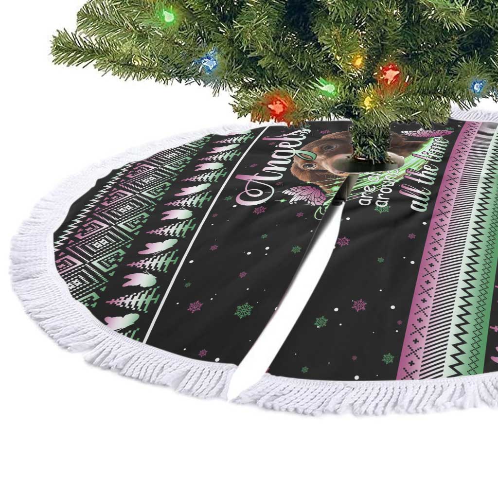 Christmas Dachshund Angel Dog Tree Skirt Pink Green Tree Feather Pattern Design - Wonder Print Shop