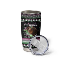 Christmas Dachshund Angel Dog Tumbler Cup Pink Green Tree Feather Pattern Design - Wonder Print Shop