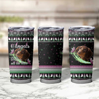 Christmas Dachshund Angel Dog Tumbler Cup Pink Green Tree Feather Pattern Design - Wonder Print Shop