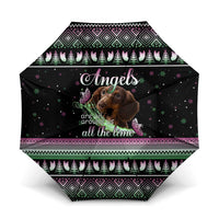 Christmas Dachshund Angel Dog Umbrella Pink Green Tree Feather Pattern Design - Wonder Print Shop
