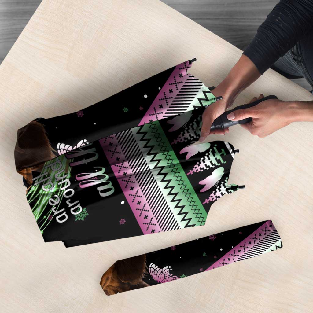 Christmas Dachshund Angel Dog Umbrella Pink Green Tree Feather Pattern Design - Wonder Print Shop