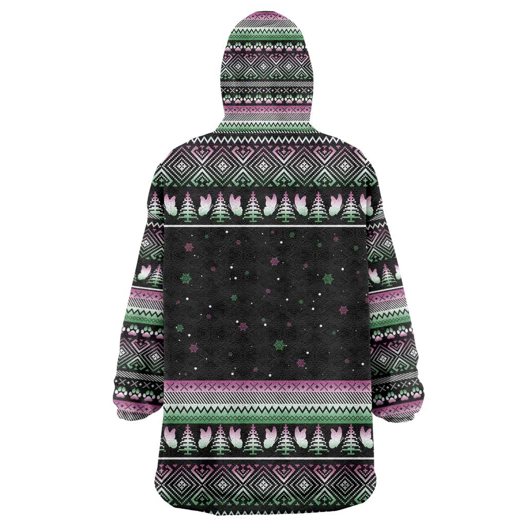 Christmas Dachshund Angel Dog Wearable Blanket Hoodie Pink Green Tree Feather Pattern Design - Wonder Print Shop