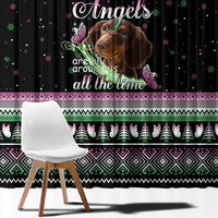 Christmas Dachshund Angel Dog Window Curtain Pink Green Tree Feather Pattern Design - Wonder Print Shop