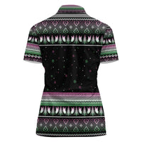 Christmas Dachshund Angel Dog Women Polo Shirt Pink Green Tree Feather Pattern Design - Wonder Print Shop
