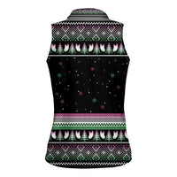 Christmas Dachshund Angel Dog Women Sleeveless Polo Shirt Pink Green Tree Feather Pattern Design - Wonder Print Shop