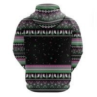 Christmas Dachshund Angel Dog Zip Hoodie Pink Green Tree Feather Pattern Design - Wonder Print Shop