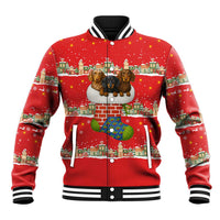 Funny Dachshund Dog Light Up Christmas Baseball Jacket Snowy Village Red Holiday Design - Wonder Print Shop