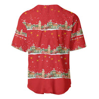 Funny Dachshund Dog Light Up Christmas Baseball Jersey Snowy Village Red Holiday Design - Wonder Print Shop