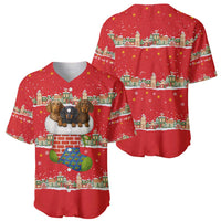 Funny Dachshund Dog Light Up Christmas Baseball Jersey Snowy Village Red Holiday Design - Wonder Print Shop