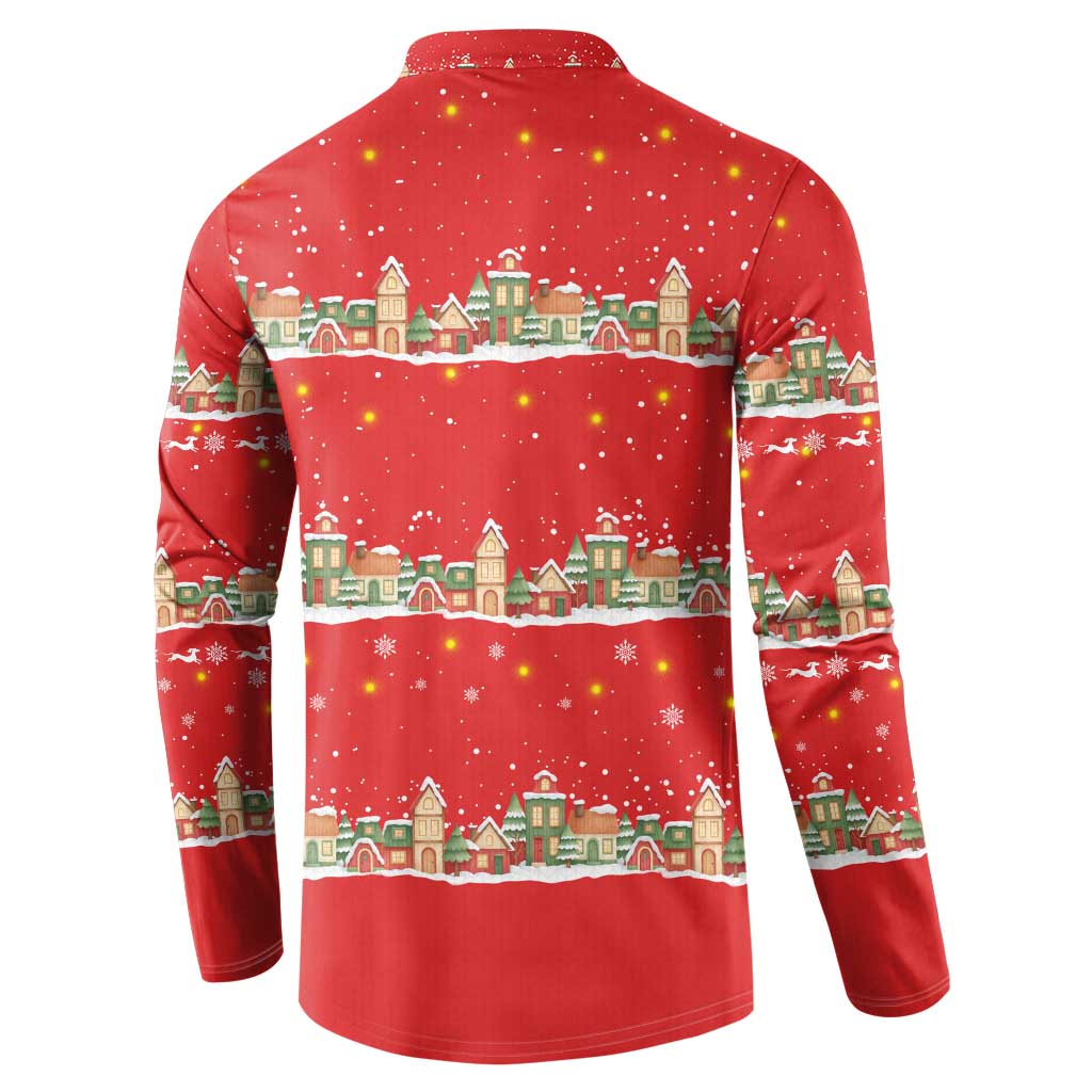 Funny Dachshund Dog Light Up Christmas Button Sweatshirt Snowy Village Red Holiday Design - Wonder Print Shop