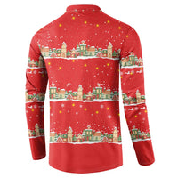 Funny Dachshund Dog Light Up Christmas Button Sweatshirt Snowy Village Red Holiday Design - Wonder Print Shop