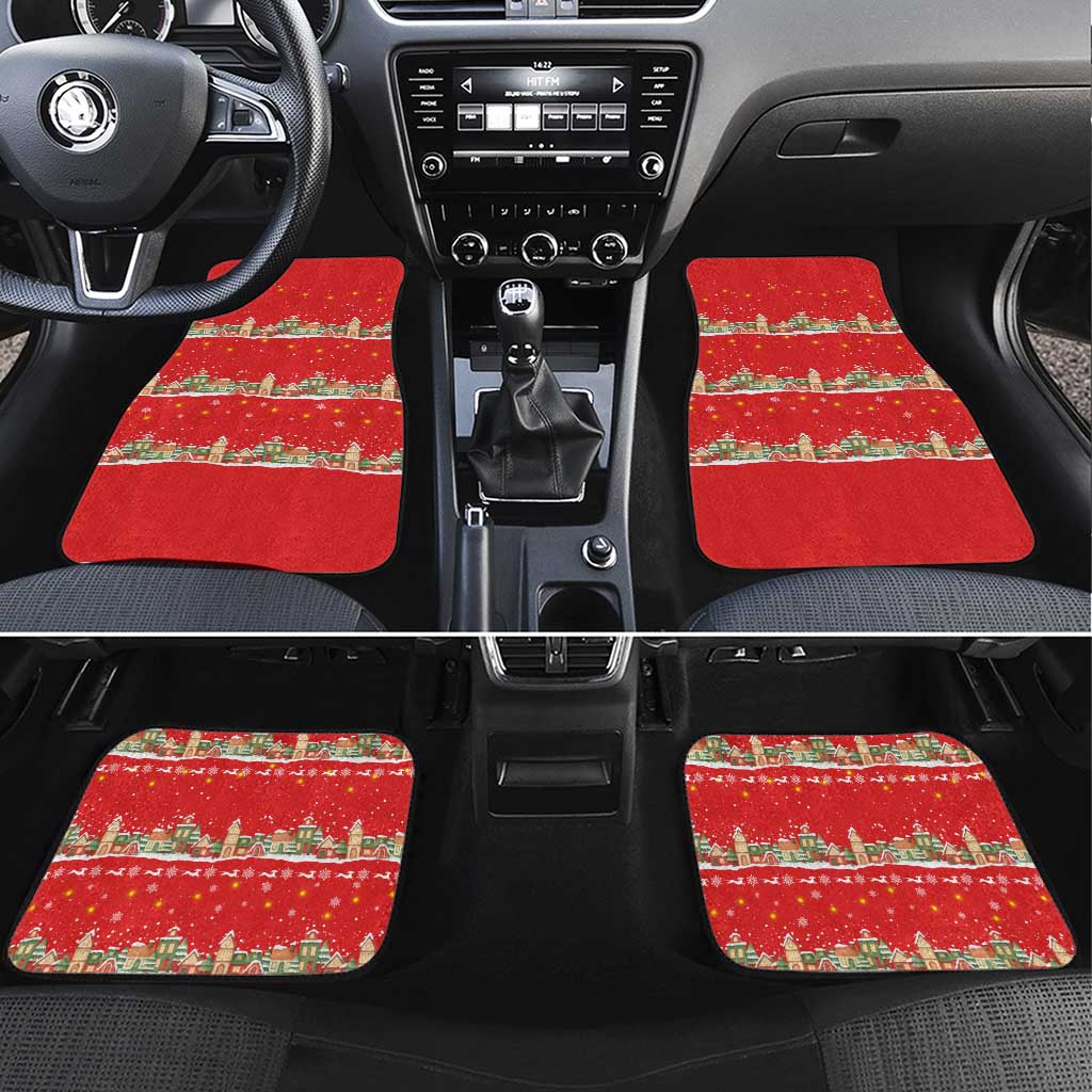Funny Dachshund Dog Light Up Christmas Car Mats Snowy Village Red Holiday Design - Wonder Print Shop