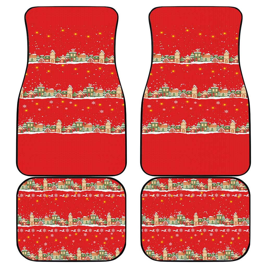 Funny Dachshund Dog Light Up Christmas Car Mats Snowy Village Red Holiday Design - Wonder Print Shop