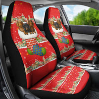 Funny Dachshund Dog Light Up Christmas Car Seat Cover Snowy Village Red Holiday Design - Wonder Print Shop