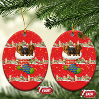 Funny Dachshund Dog Light Up Christmas Ceramic Ornament Snowy Village Red Holiday Design - Wonder Print Shop