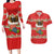 Funny Dachshund Dog Light Up Christmas Couples Matching Long Sleeve Bodycon Dress and Hawaiian Shirt Snowy Village Red Holiday Design - Wonder Print Shop
