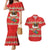 Funny Dachshund Dog Light Up Christmas Couples Matching Mermaid Dress and Hawaiian Shirt Snowy Village Red Holiday Design - Wonder Print Shop