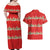 Funny Dachshund Dog Light Up Christmas Couples Matching Off Shoulder Maxi Dress and Hawaiian Shirt Snowy Village Red Holiday Design - Wonder Print Shop