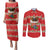 Funny Dachshund Dog Light Up Christmas Couples Matching Puletasi and Long Sleeve Button Shirt Snowy Village Red Holiday Design - Wonder Print Shop