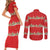 Funny Dachshund Dog Light Up Christmas Couples Matching Short Sleeve Bodycon Dress and Long Sleeve Button Shirt Snowy Village Red Holiday Design - Wonder Print Shop