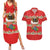 Funny Dachshund Dog Light Up Christmas Couples Matching Summer Maxi Dress and Hawaiian Shirt Snowy Village Red Holiday Design - Wonder Print Shop