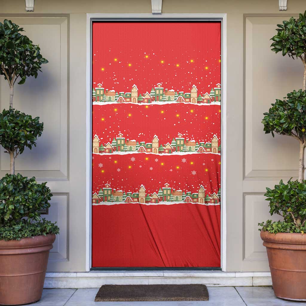 Funny Dachshund Dog Light Up Christmas Door Cover Snowy Village Red Holiday Design - Wonder Print Shop