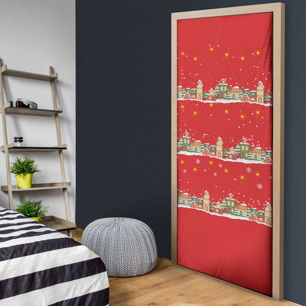 Funny Dachshund Dog Light Up Christmas Door Cover Snowy Village Red Holiday Design - Wonder Print Shop