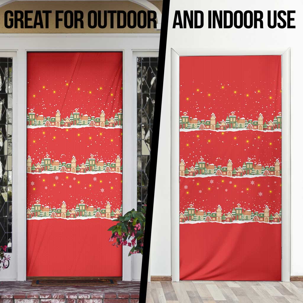 Funny Dachshund Dog Light Up Christmas Door Cover Snowy Village Red Holiday Design - Wonder Print Shop