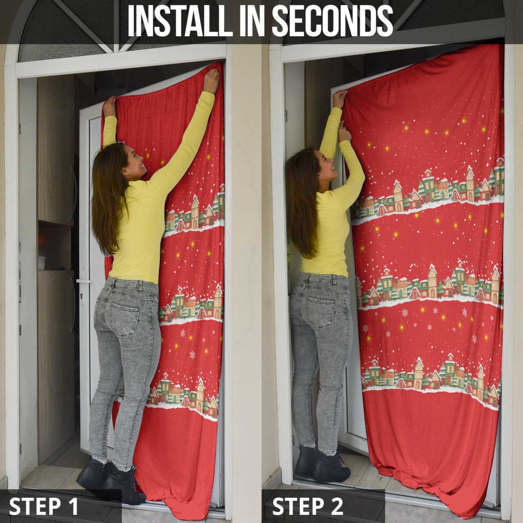 Funny Dachshund Dog Light Up Christmas Door Cover Snowy Village Red Holiday Design - Wonder Print Shop