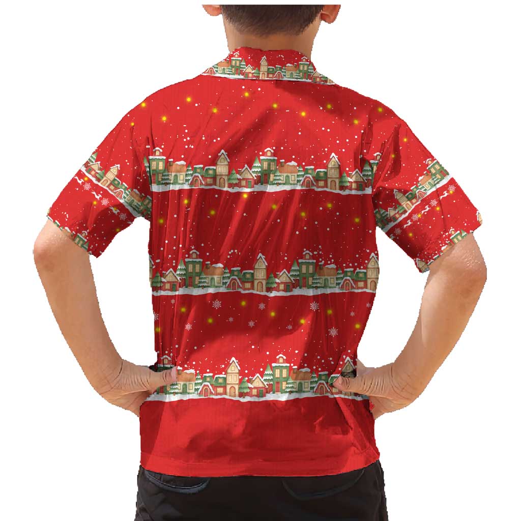 Funny Dachshund Dog Light Up Christmas Family Matching Mermaid Dress and Hawaiian Shirt Snowy Village Red Holiday Design - Wonder Print Shop