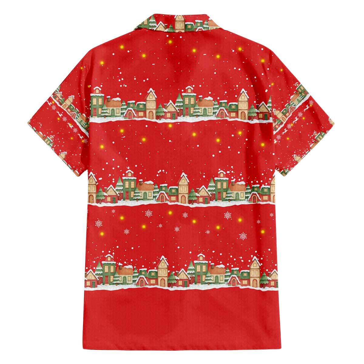 Funny Dachshund Dog Light Up Christmas Family Matching Off The Shoulder Long Sleeve Dress and Hawaiian Shirt Snowy Village Red Holiday Design - Wonder Print Shop