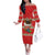 Funny Dachshund Dog Light Up Christmas Family Matching Off The Shoulder Long Sleeve Dress and Hawaiian Shirt Snowy Village Red Holiday Design - Wonder Print Shop