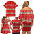 Funny Dachshund Dog Light Up Christmas Family Matching Off Shoulder Short Dress and Hawaiian Shirt Snowy Village Red Holiday Design - Wonder Print Shop