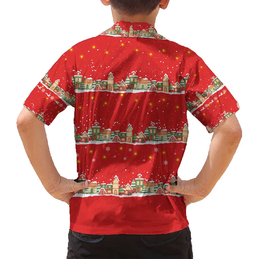 Funny Dachshund Dog Light Up Christmas Family Matching Puletasi and Hawaiian Shirt Snowy Village Red Holiday Design - Wonder Print Shop