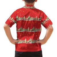 Funny Dachshund Dog Light Up Christmas Family Matching Puletasi and Hawaiian Shirt Snowy Village Red Holiday Design - Wonder Print Shop