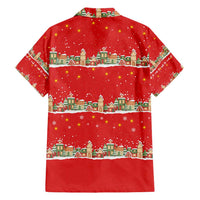 Funny Dachshund Dog Light Up Christmas Family Matching Puletasi and Hawaiian Shirt Snowy Village Red Holiday Design - Wonder Print Shop
