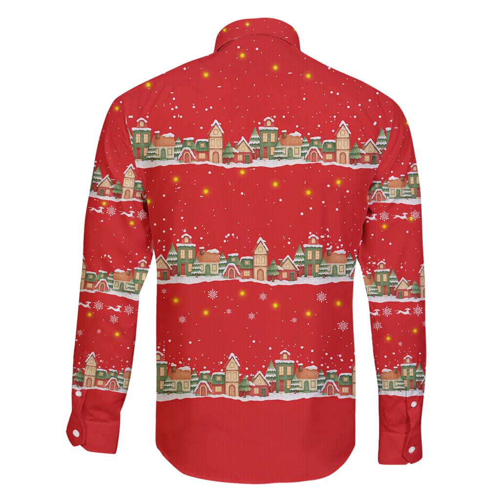 Funny Dachshund Dog Light Up Christmas Family Matching Puletasi and Hawaiian Shirt Snowy Village Red Holiday Design - Wonder Print Shop