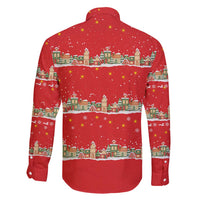 Funny Dachshund Dog Light Up Christmas Family Matching Puletasi and Hawaiian Shirt Snowy Village Red Holiday Design - Wonder Print Shop
