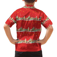 Funny Dachshund Dog Light Up Christmas Family Matching Short Sleeve Bodycon Dress and Hawaiian Shirt Snowy Village Red Holiday Design - Wonder Print Shop