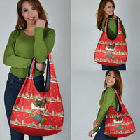 Funny Dachshund Dog Light Up Christmas Grocery Bag Snowy Village Red Holiday Design - Wonder Print Shop