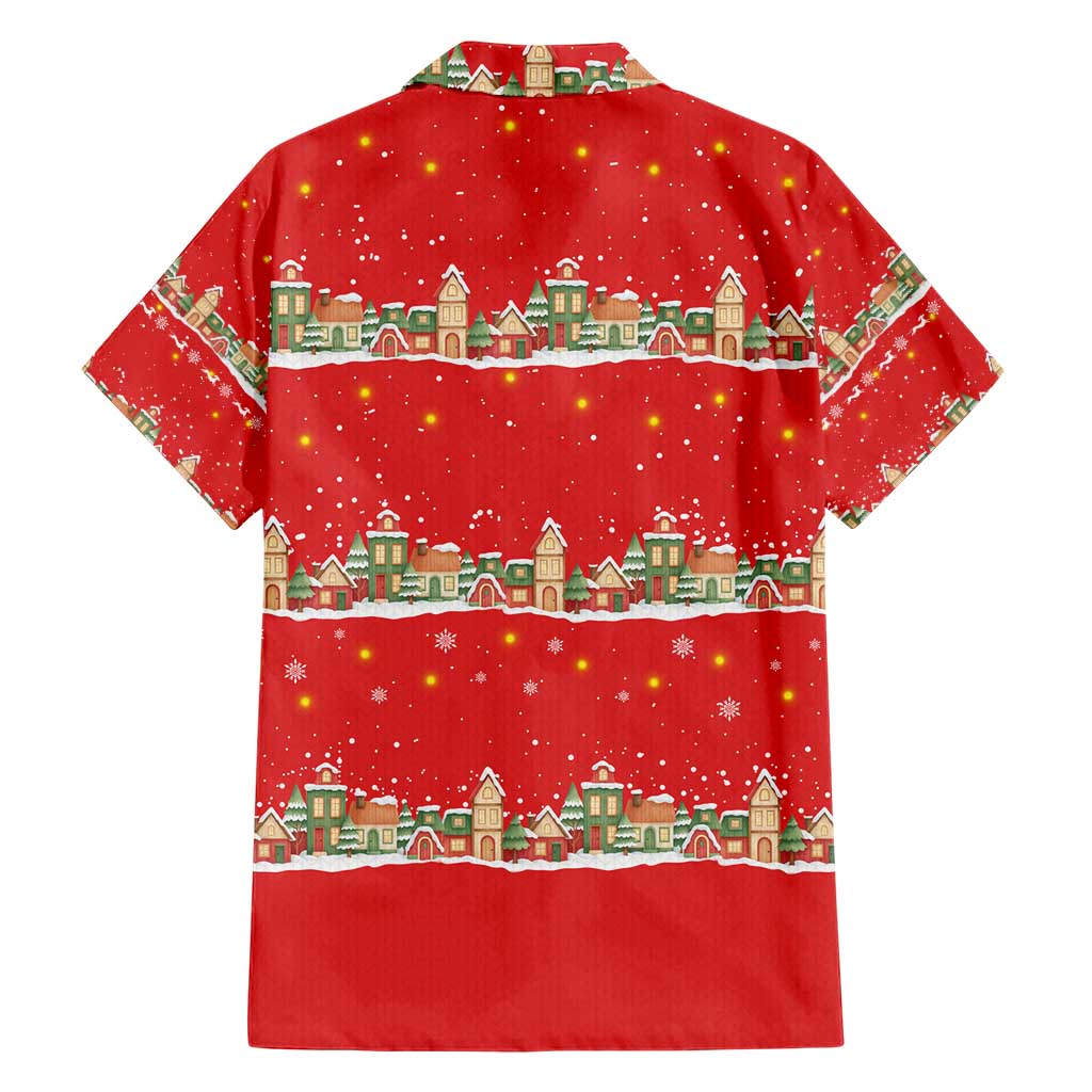 Funny Dachshund Dog Light Up Christmas Hawaiian Shirt Snowy Village Red Holiday Design - Wonder Print Shop