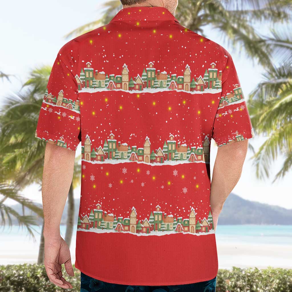Funny Dachshund Dog Light Up Christmas Hawaiian Shirt Snowy Village Red Holiday Design - Wonder Print Shop