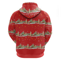Funny Dachshund Dog Light Up Christmas Hoodie Snowy Village Red Holiday Design - Wonder Print Shop